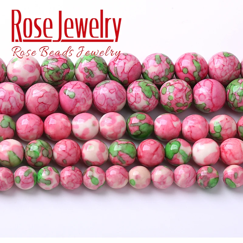 Бусины из натуральной яшмы в форме цветка розы круглые бусины натурального камня