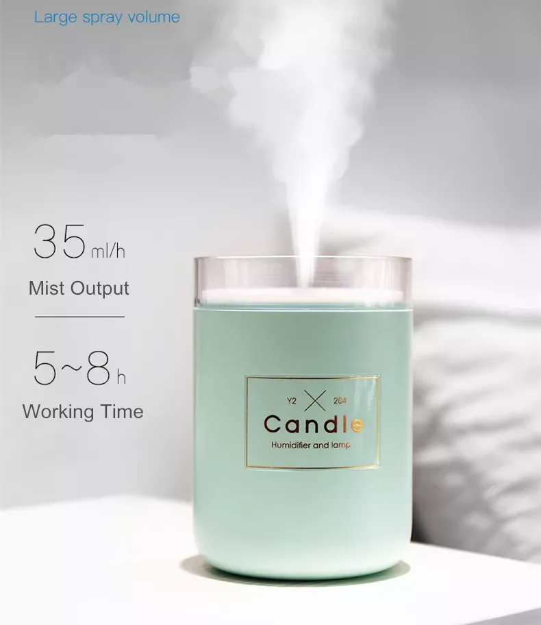 

280ML Ultrasonic Air Humidifier Retro Candle Romantic Soft Light USB Essential Oil Diffuser Car Purifier Aroma Anion Mist Maker