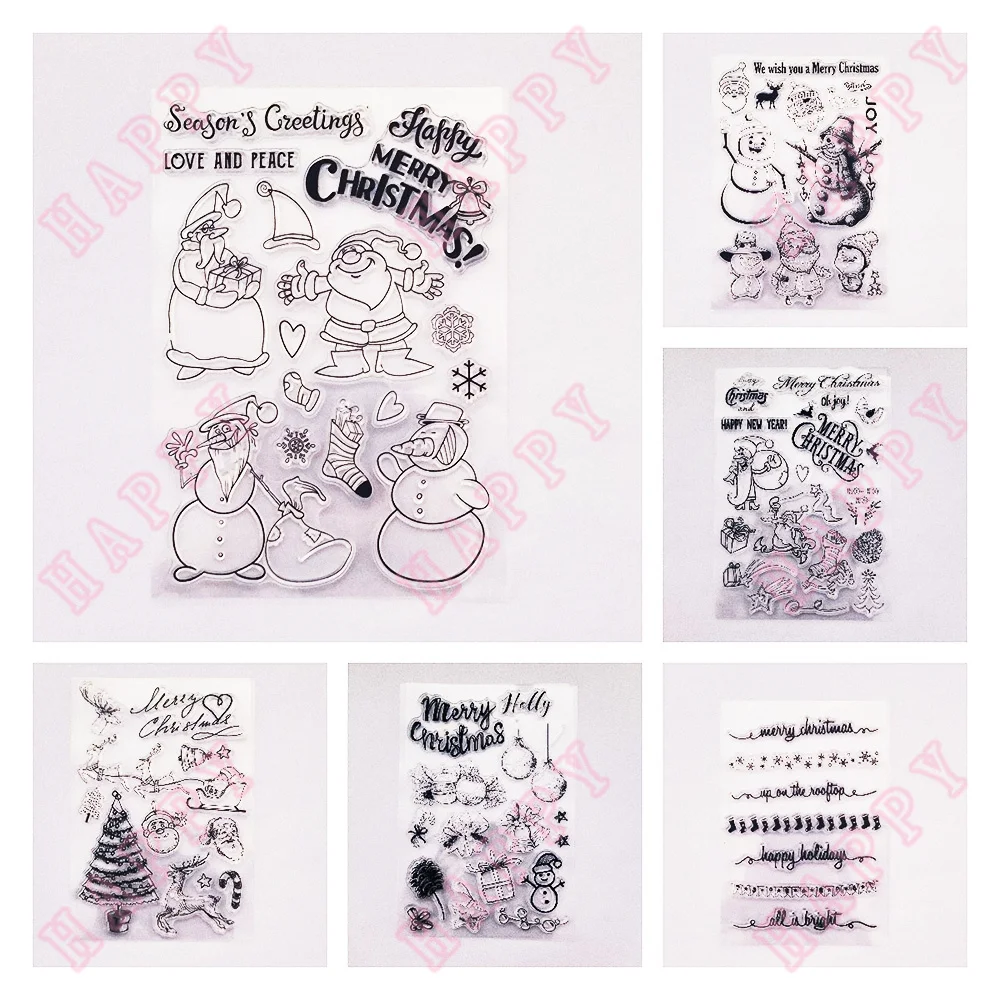 

Clear Stamps Snowman Santa Claus Christmas Tree Gift Template DIY Scrapbook Album Paper Card Decoration Embossing Craft Handmade