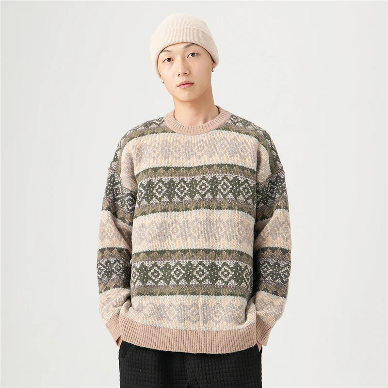 Винтажный свитер для мужчин Новое поступление уличная одежда с принтом Мужской