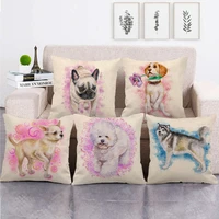colorful puppy dog pillowcase pink blue pug dog pillow case for sofa bed home decor living room bedroom garden chair 40x40 45x45