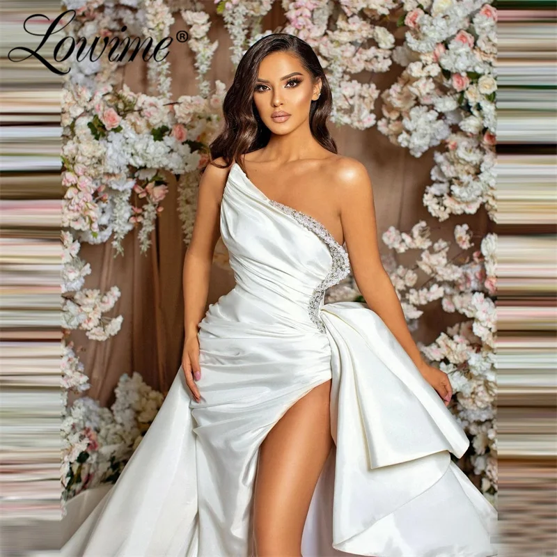 

Lowime свадебное платье с высоким разрезом, модель 2023 года, длинные платья для выпускного вечера без бретелек с кристаллами, платье, арабские в...