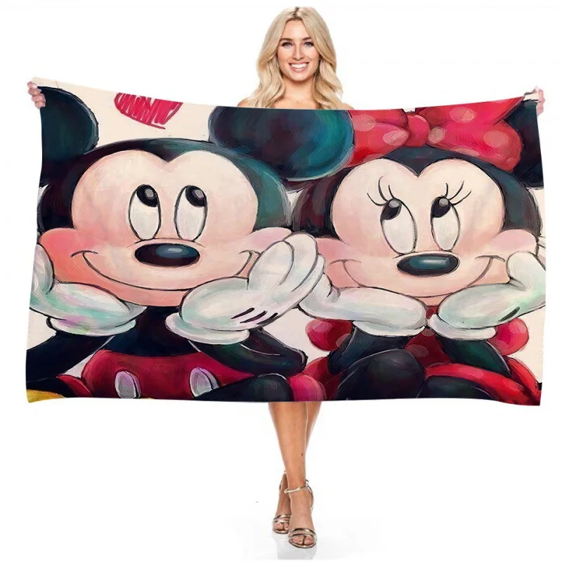 

Cartoon Mickey Minnie Mouse Kids Bath Towel Disney Anime Figures Digital Printing Soft Absorbent Washcloth Microfiber Bath Towel