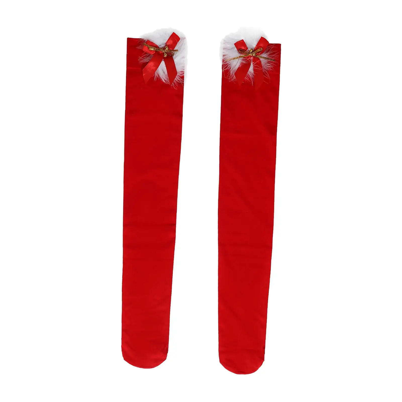 

1 Pair Christmas over Knee Socks Comfortable with Bow Christmas Gift Thigh High Stockings for Festival Christmas Fancy Dress