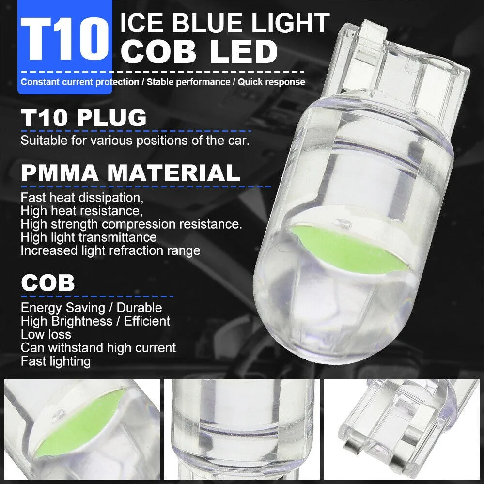 

Interior T10 COB Light Bulbs 168 194 20PCS 24x9x8 Mm Car DC 12V Dome Light
