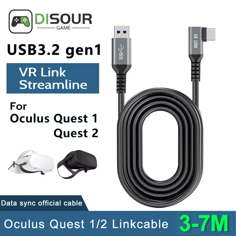 

For Quest 2 Data Line Charging Cable 7M/6M/5M for OCULUS Quest 1/2 Link VR Data Transfer Cable USB A Type C VR Accessories