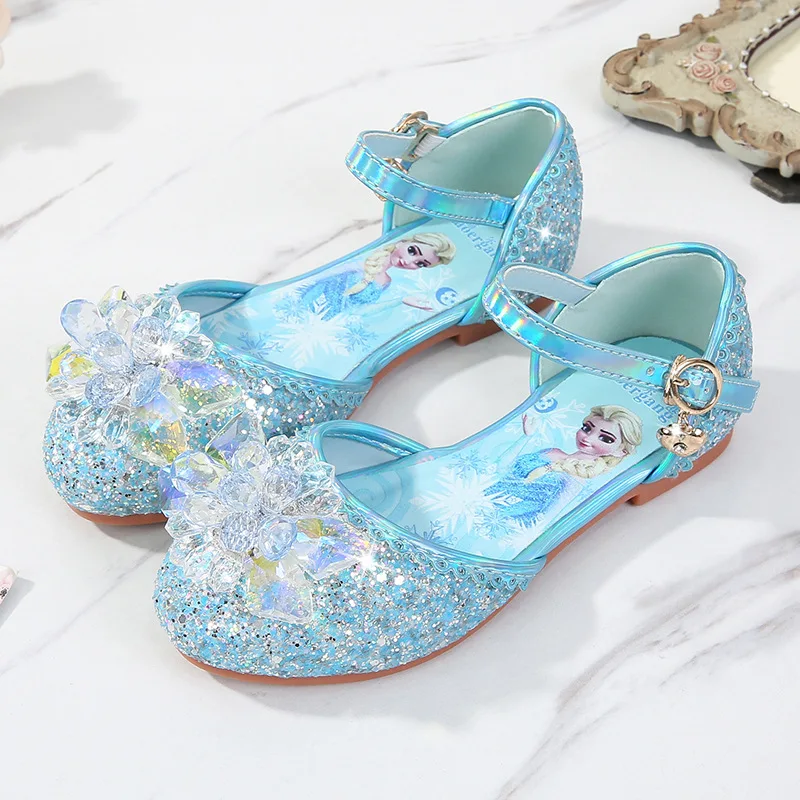 

Disney spring new girl princess shoes children flat soft bottom frozen elsa little girl stage performance shoes