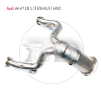 hmd exhaust manifold high flow downpipe for audi a6 a7 c8 3 0t car accessories with catalytic header without cat catless pipe