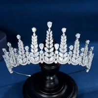 hibride classic leaf design elegant wedding bridal hair jewelry tiaras and crowns women zircon jewelry corona princesa c 15