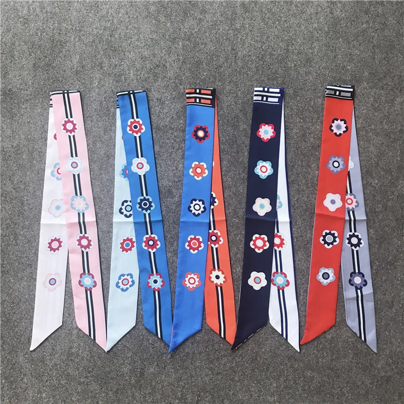 

Simple Daily Scarf for Woman Ladies Fashion Floral Print Skinny Bag Scarfs Foulard Ribbon Head Scarves Casual Accessories