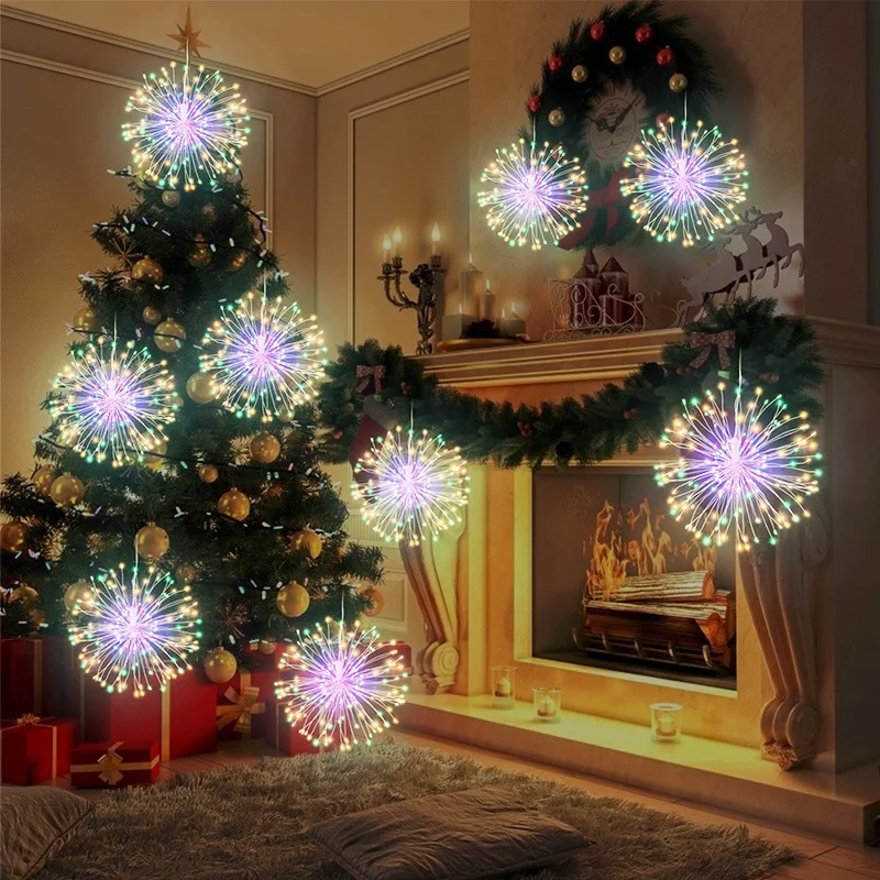 

Christmas 180 LED Firework String Lights 8 Mode Explosion Star Copper Silver Wire Fairy Light Remote Control Christmas Lights