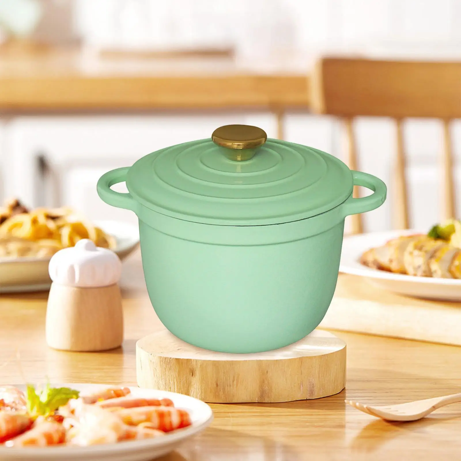 Эмалированная кастрюля с двойным ухом многофункциональная посуда прочная для