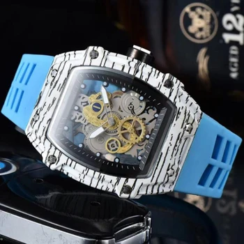 Luxury Top Brand Military Watch for Men Transparent Case Tonneau Clock Mens Sport Watches Male Steampunk Wristwatch Reloj Hombre Other Image