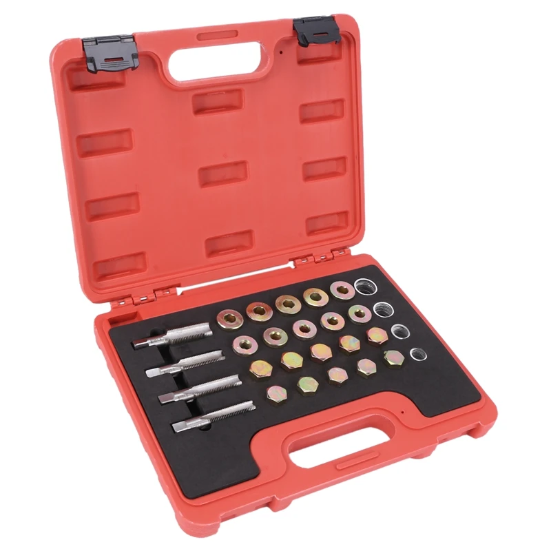 

64Pc Oil Pan Thread Repair Kit Sump Gearbox Drain Plug Tool Set M13 M15 M17 M20