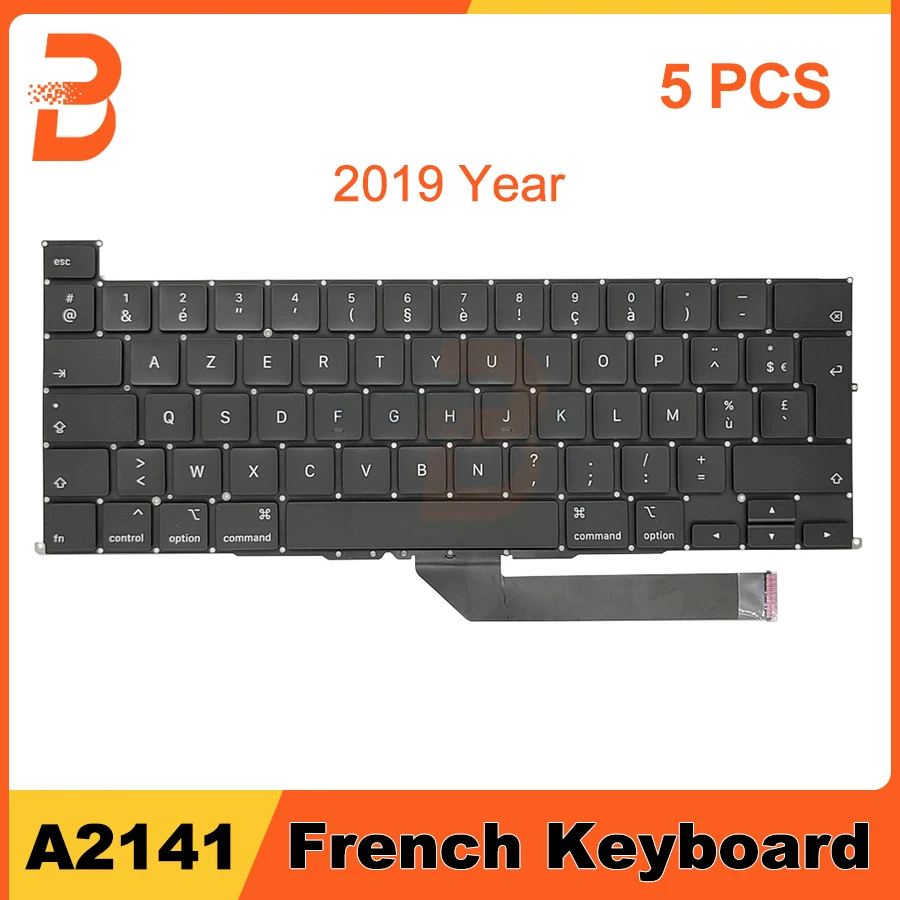 

5pcs/lot New Laptop a2141 France keyboard Replacement For MacBook Pro Retina 16" A2141 French Keyboard AZERTY Layout 2019 Year