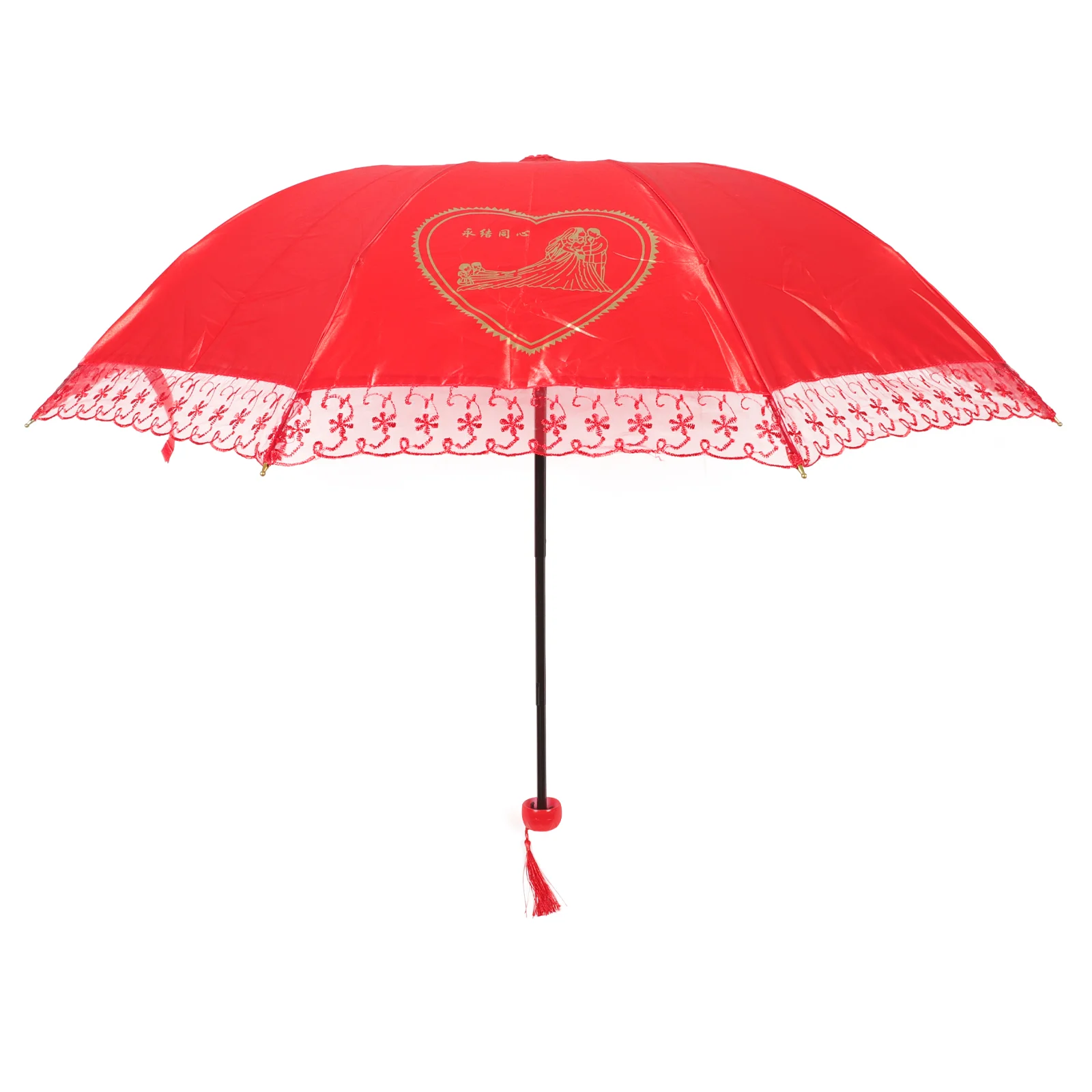 

Umbrella Decorative Long Handle Decorations Cloth Parasols Women Bride Lace Prop