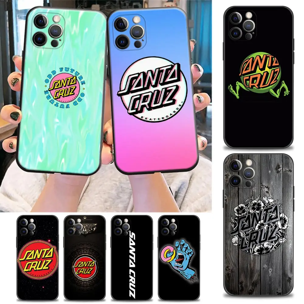 

Luxury Phone Case for iPhone 11 12 13 Pro Max 7 8 SE XR XS Max 5 5s 6 6s Plus Case Soft Silicone Cover Santa Cruz Logo
