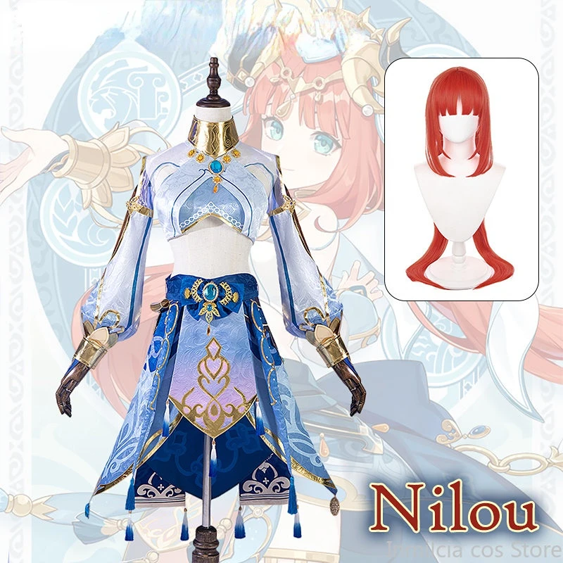 

Костюм для косплея Genshin Impact Nilou, Карнавальная форма, парик, Аниме Костюмы на Хэллоуин, Женская игра