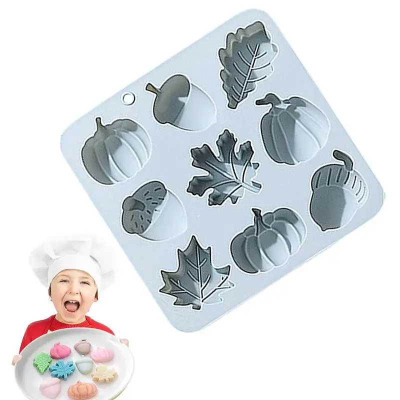 

Fall Fondant Molds Silicone Pumpkin Leaf Oak Fruit Shap Mold 9 Cavity DIY Ice Cube Tray Candy Molds For Sugar Craft Candy Cake