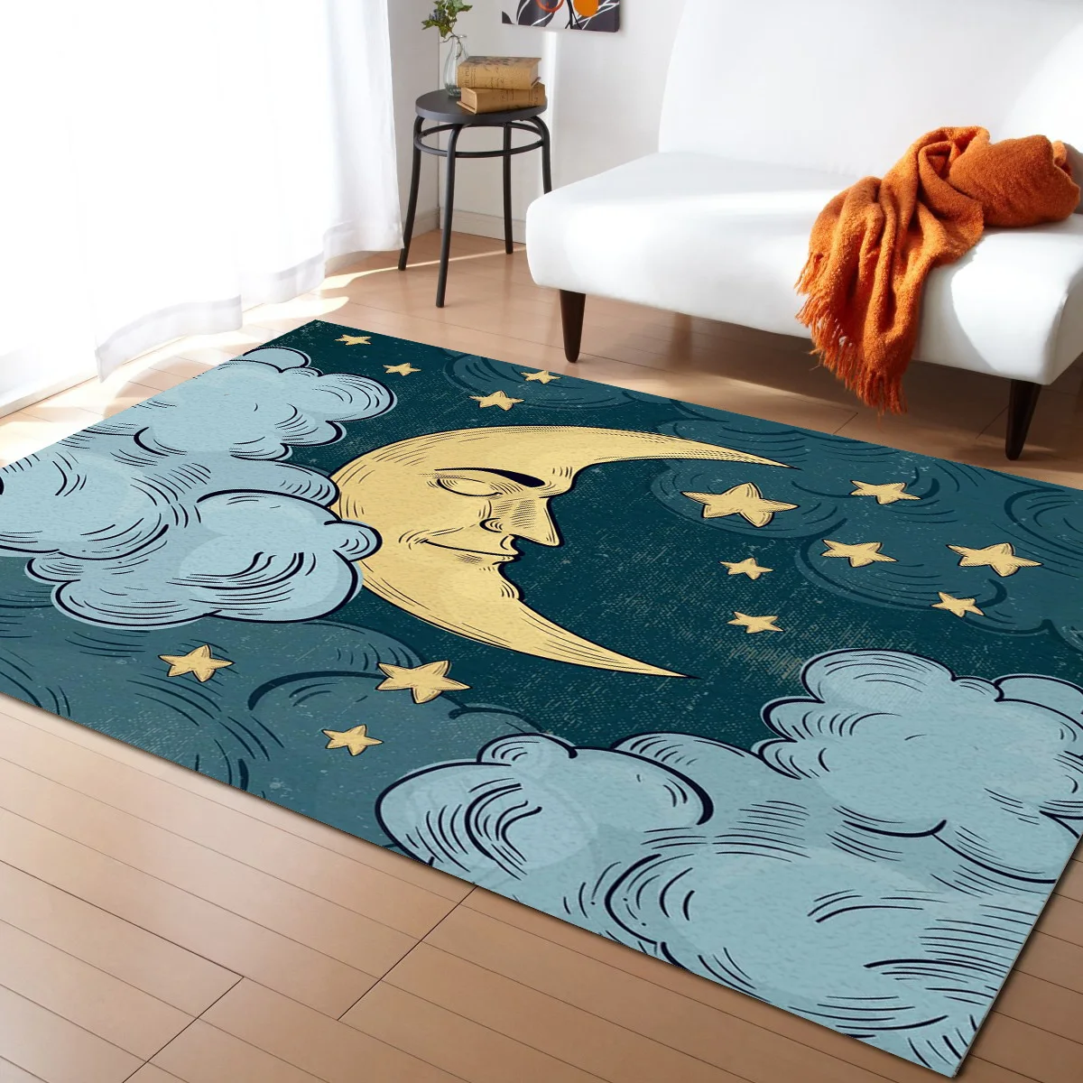 

Moon Smiley ковры с изображением звёзд для спальни, современные коврики для гостиной, домашний Декор отеля, большие коврики с принтом