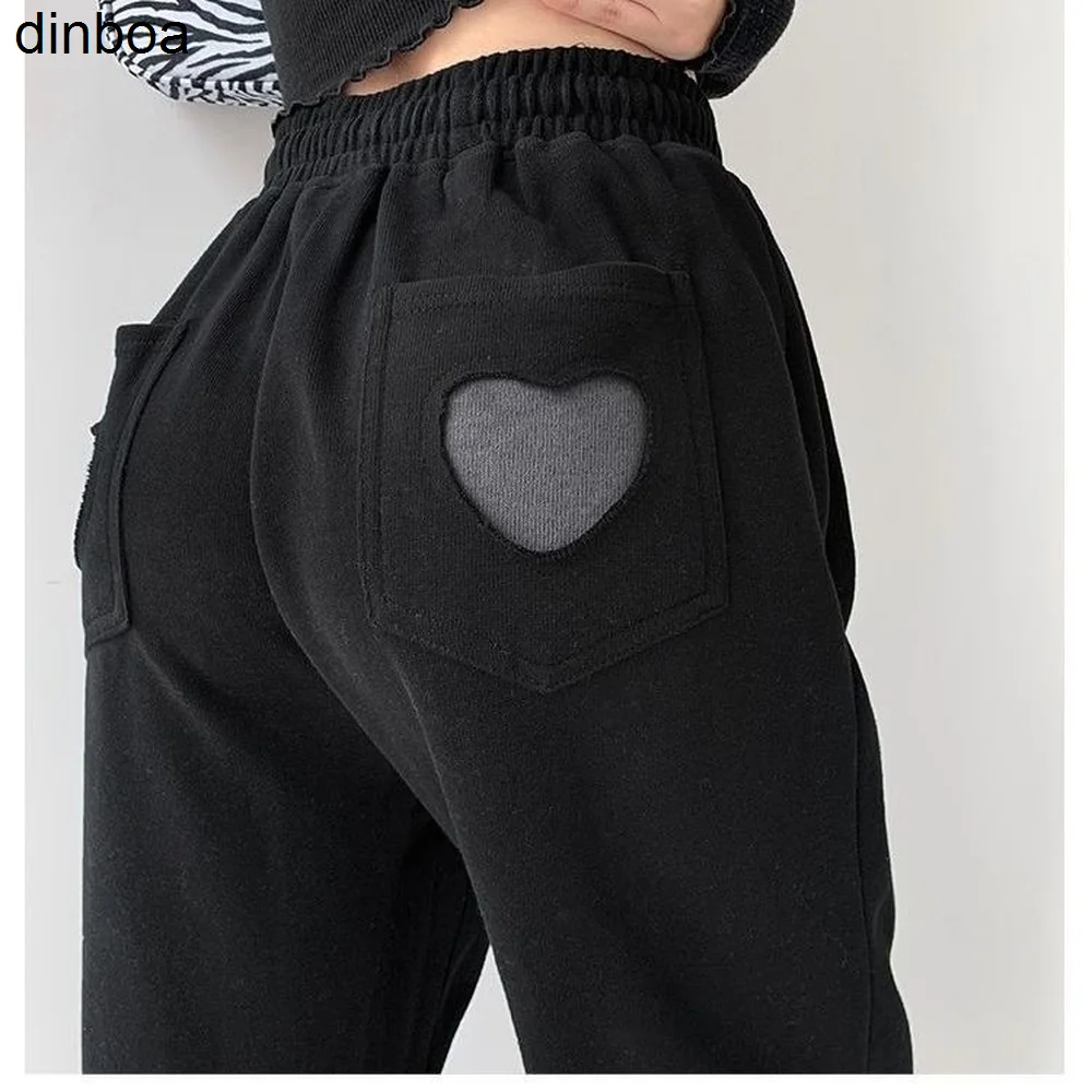 

Heart Pocket Jogging Pants Women2022spring Grey Baggy Y2k Pants Ladies Fashion Female Sports Pants Balck Pants Jogger Streetwear