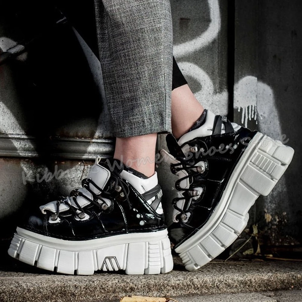 Женские кроссовки в стиле панк Y2k толстая подошва платформа готика темный стиль