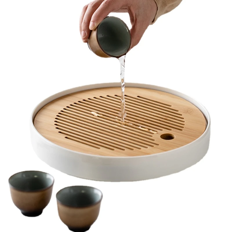 

YY Household Coffee Table Tea Tray Living Room Ceramics Tea Pitcher Dry Pour Small Tea Table Tea Set