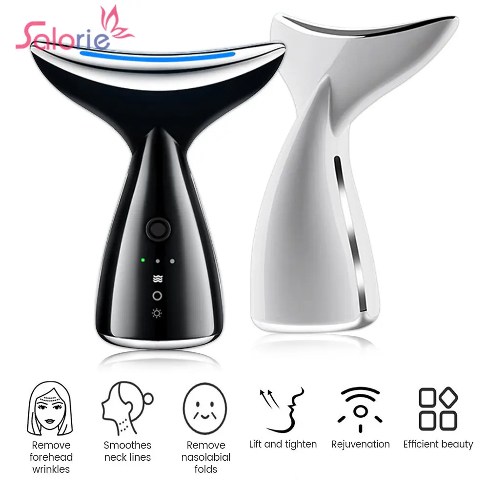 

3 Colors Neck Face Massage EMS Double Chin Remover V Line Chin Lift Up LED Photon Therapy Devices Anti Neck Wrinkle Face Slimmer