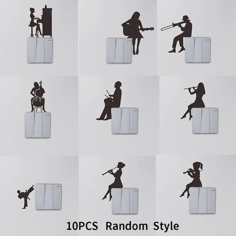 

Fun Music Men Women Performance Switch Stickers Silhouette Decal Switch Socket Decor Wall Stickers Self Adhesive Wallpaper