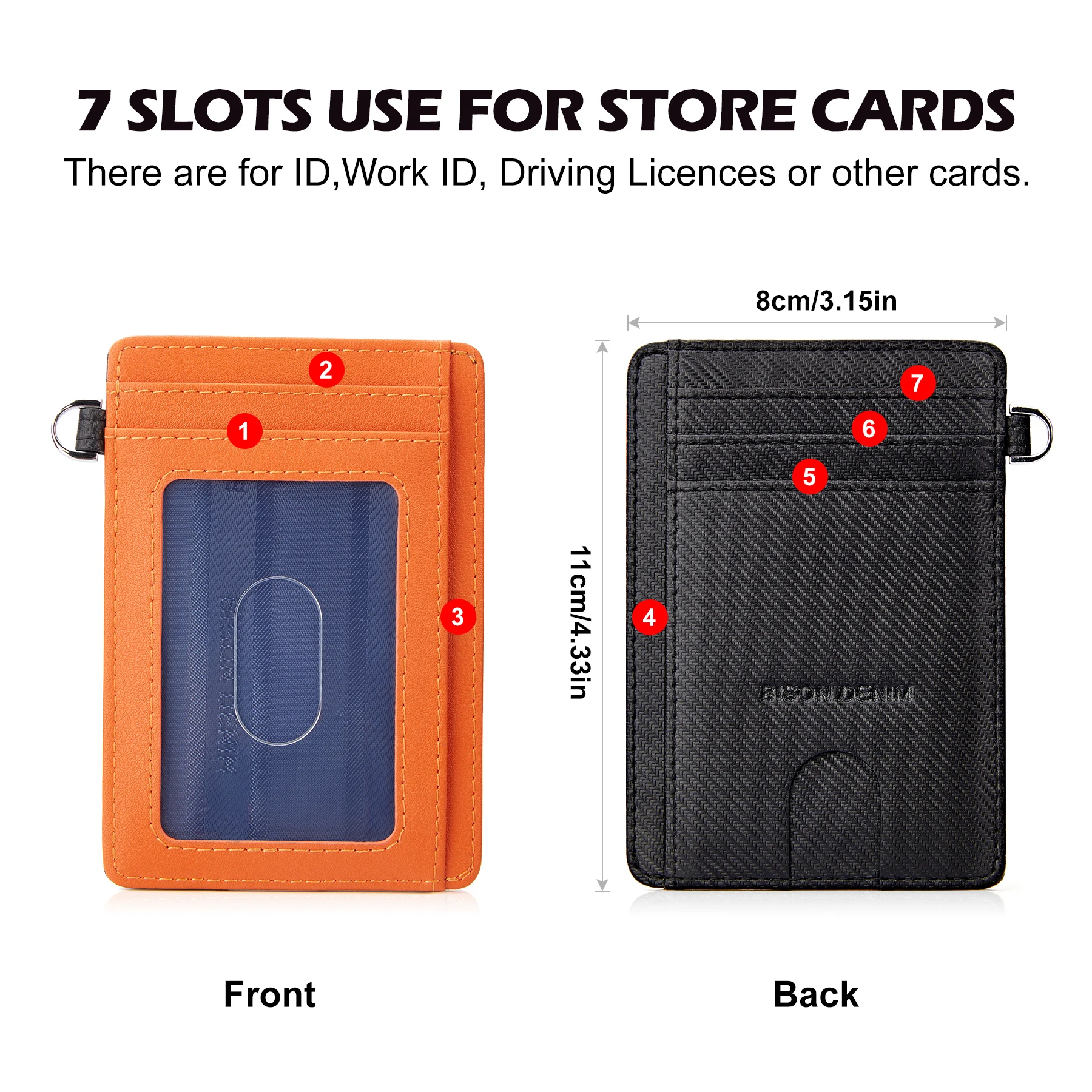 Тонкий минималистский бумажник BISON DENIM бумажники из углеродного волокна с