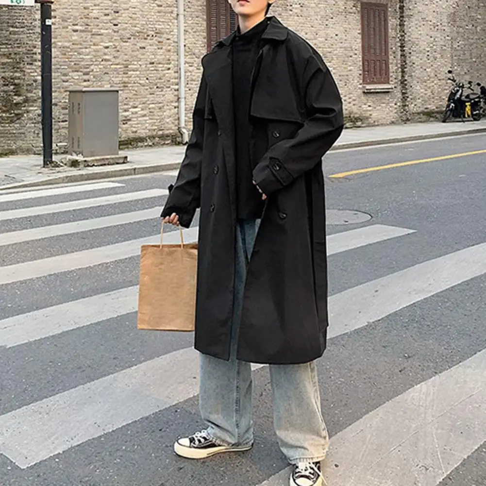 

Men Winter Coat Lapel Coat Warm Streetwear Men Spring Coat Men Trench Coat for Street
