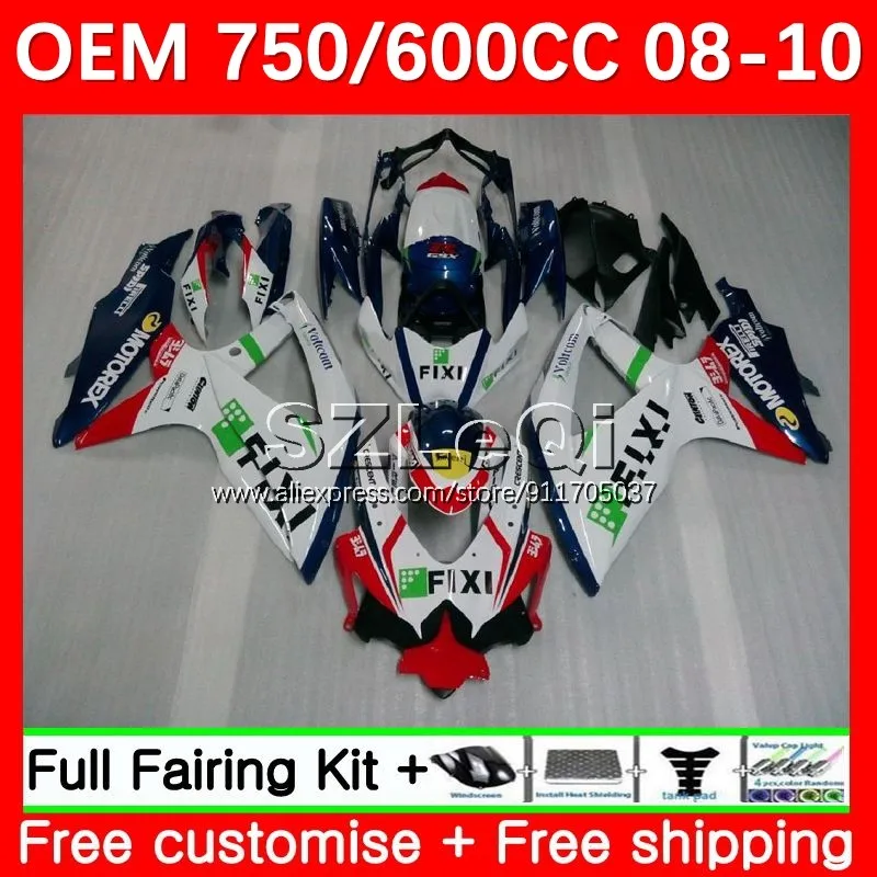 

white green Injection For SUZUKI GSXR600 GSXR 600 750 CC GSXR-600 K8 GSXR750 08 09 10 GSXR-750 2008 2009 2010 Fairings 77LQ.12