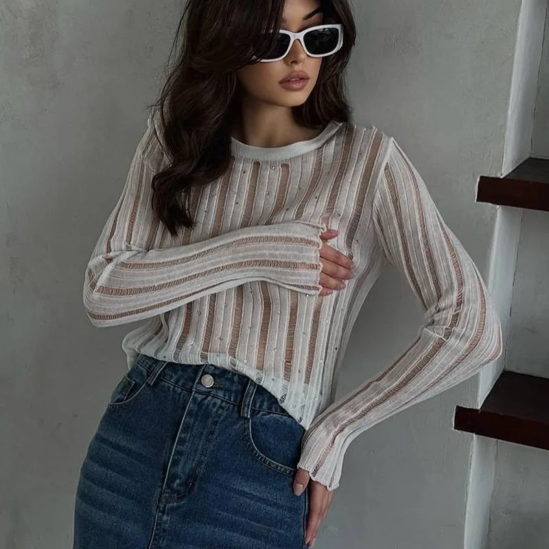 Летняя пикантная острая футболка для девушек с вырезами черный тонкий