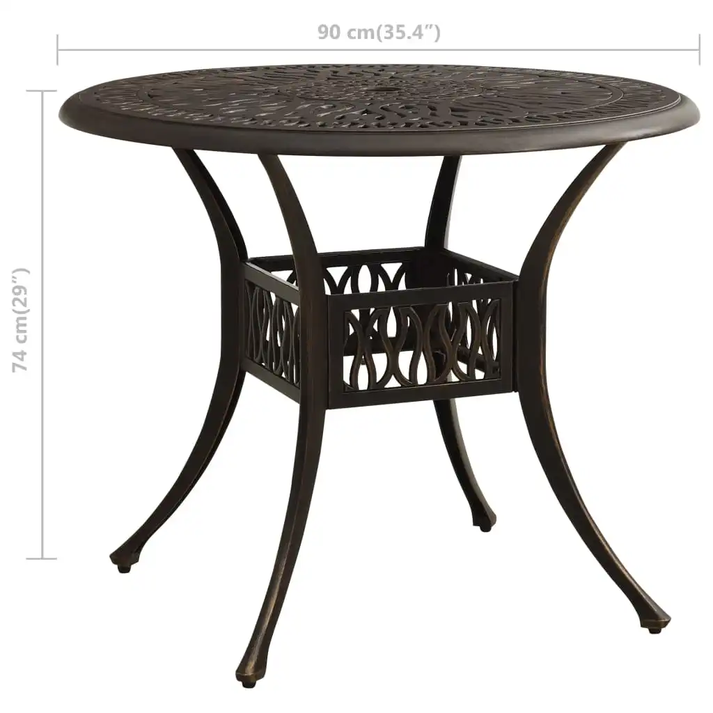 

Outdoor Patio Bar Coffee Table Deck Outside Porch Furniture Balcon Decor Bronze 35.4"x35.4"x29.1" Cast Aluminum
