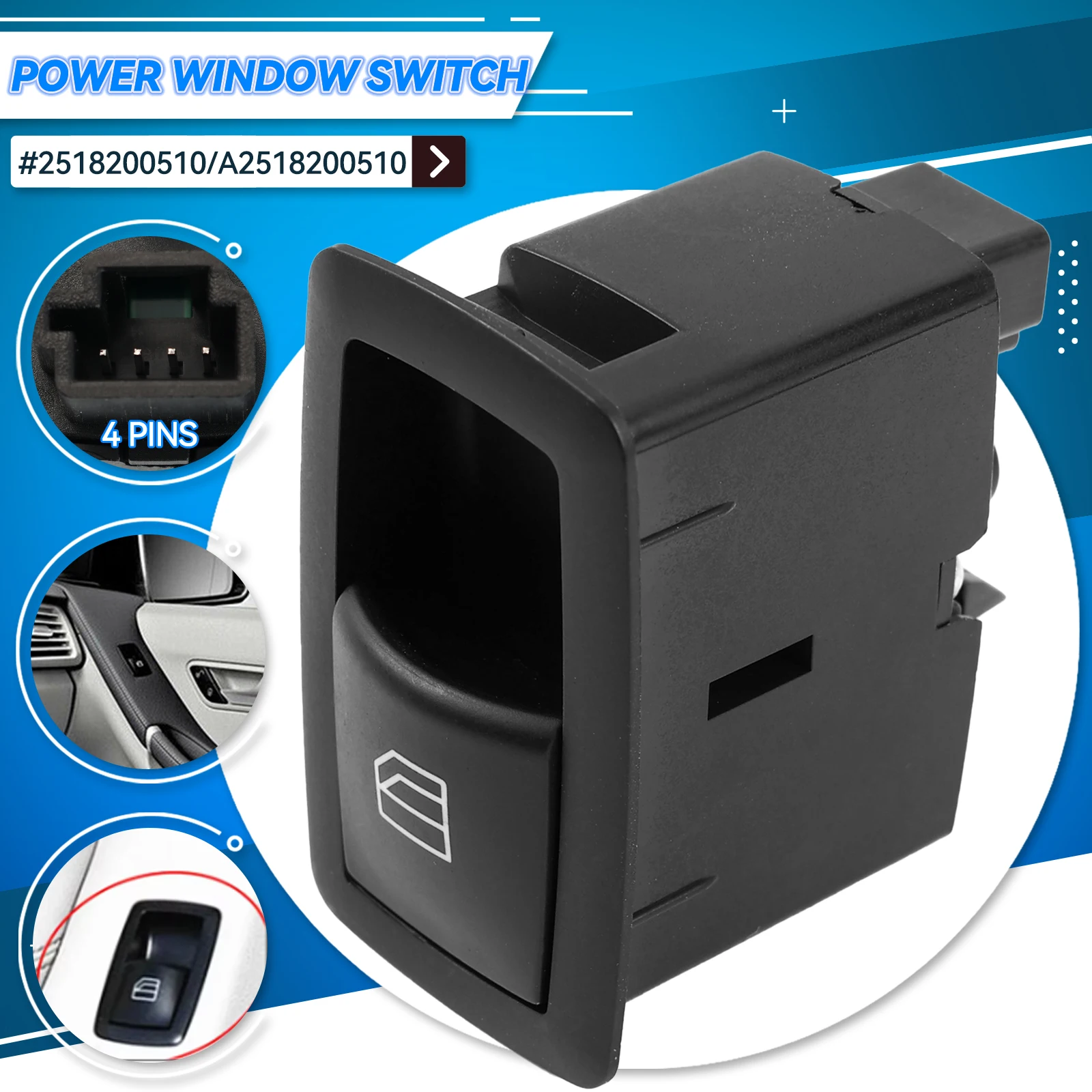 

Кнопка переключения стеклоподъемника автомобиля A2518200510, подходит для Mercedes Benz A B M R GL Class W251 W169 W245 X164 W164 2518200510