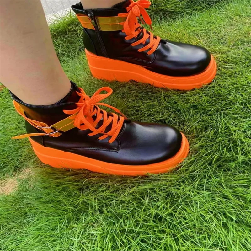 New Women's Wedge High Heel Boots 2022 Fashion Lace Up High Heel Ankle Boots Women's Party Goth Shoes Women Plus Size 36-43