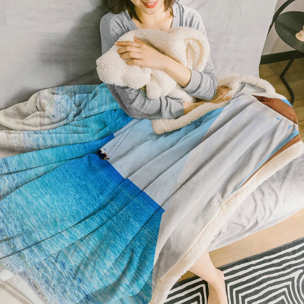 Бали пейзаж океан отпуск шерпа одеяло двойное толстое бархатное Фланелевое