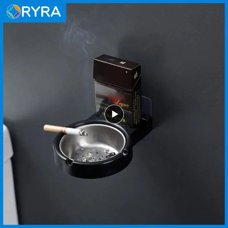 

Stainless Steel Non-marking Sticker Ashtray Wall Paste Home Ashtray Simple Bar Smoking Indoor Cigarette Butt Storage Shelf