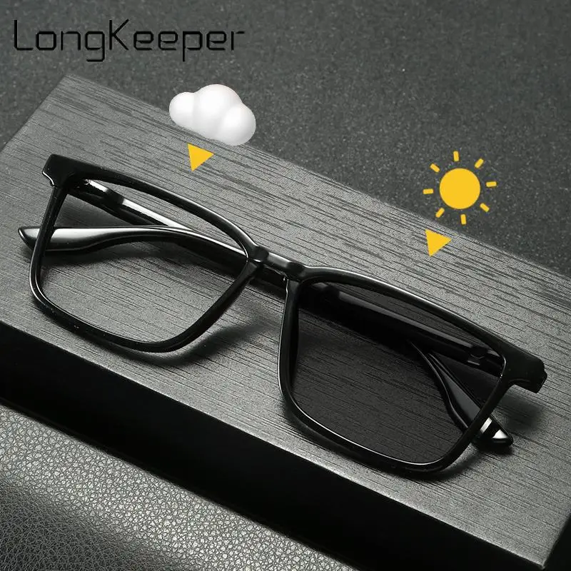 

New Photochromic Sunglasses for Men Tr Blue Light Blocking Glasses Square Optical Lenses for Women Vintage Uv400 Eyewear Goggles