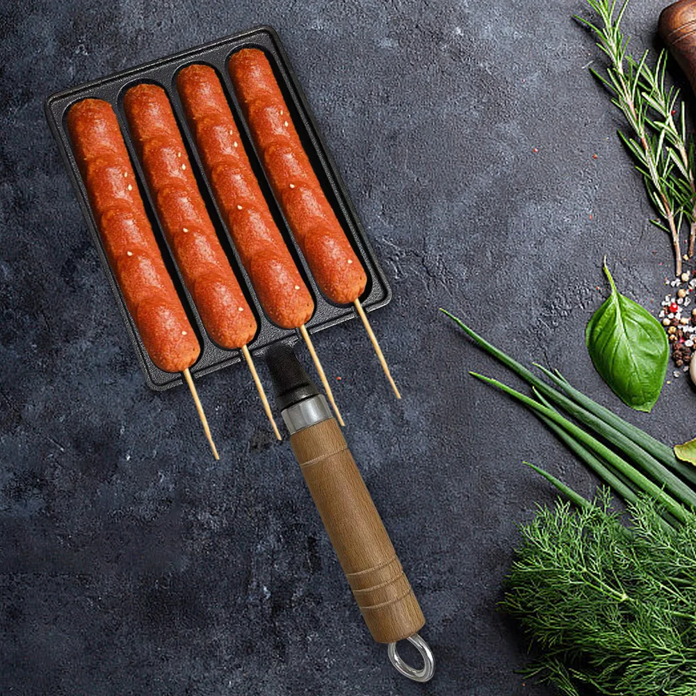 Чугунная предварительно приправленная кастрюля с деревянной ручкой Инструмент