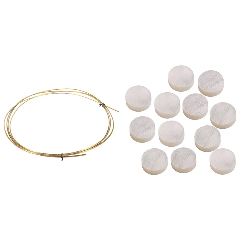 

1 Pcs 8FT Acoustic Guitar 2.2Mm Guitar Brass Fret Wire & 12Pcs White Mother Of Pearl Luthier Dots Inlay Fret Side Marker