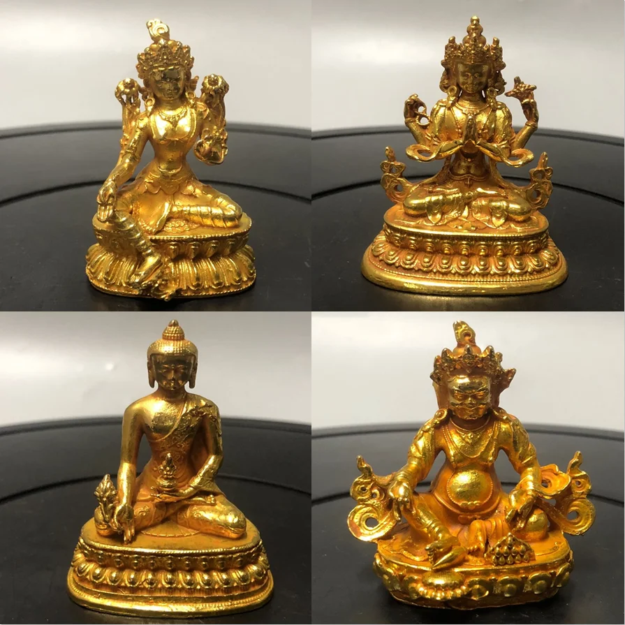 

Golden Buddha Statue Feng Shui Thai Decorative Buddha Statue Miniature Tibetan Bodhisattva Tara Statue Huang Caishen Sculpture