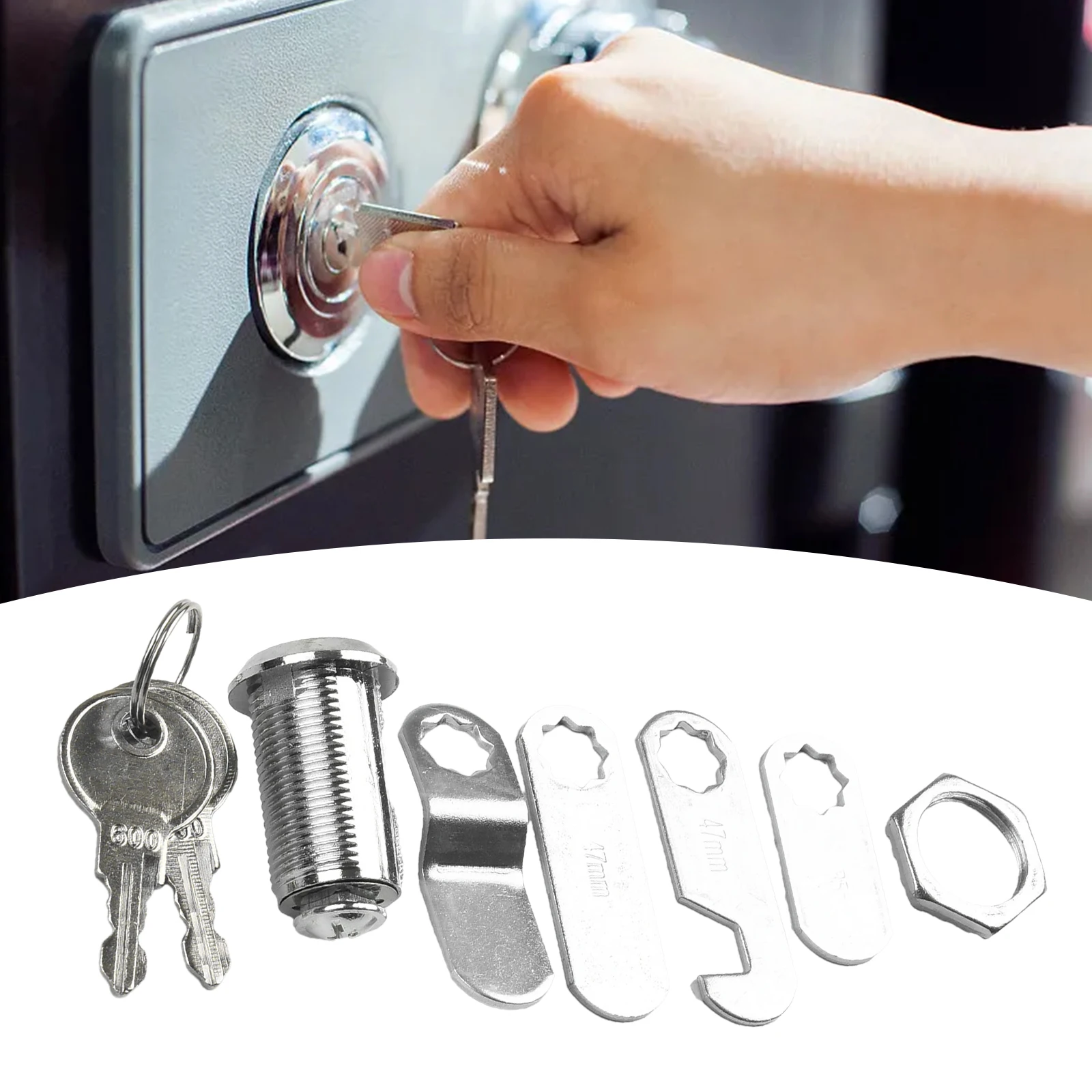 Набор цилиндрических трубчатых замков 16/30 мм с двумя ключами из цинкового сплава