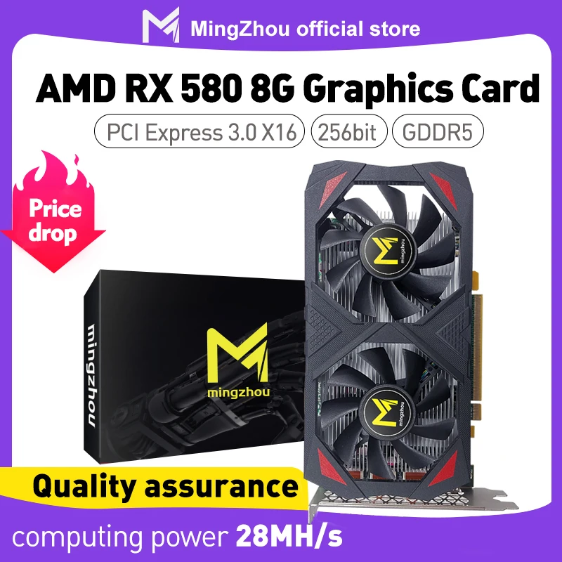 Видеокарта radeon RX 580 8 ГБ gddr5 256bit GPU для компьютерных игр коэффициент хеш-памяти