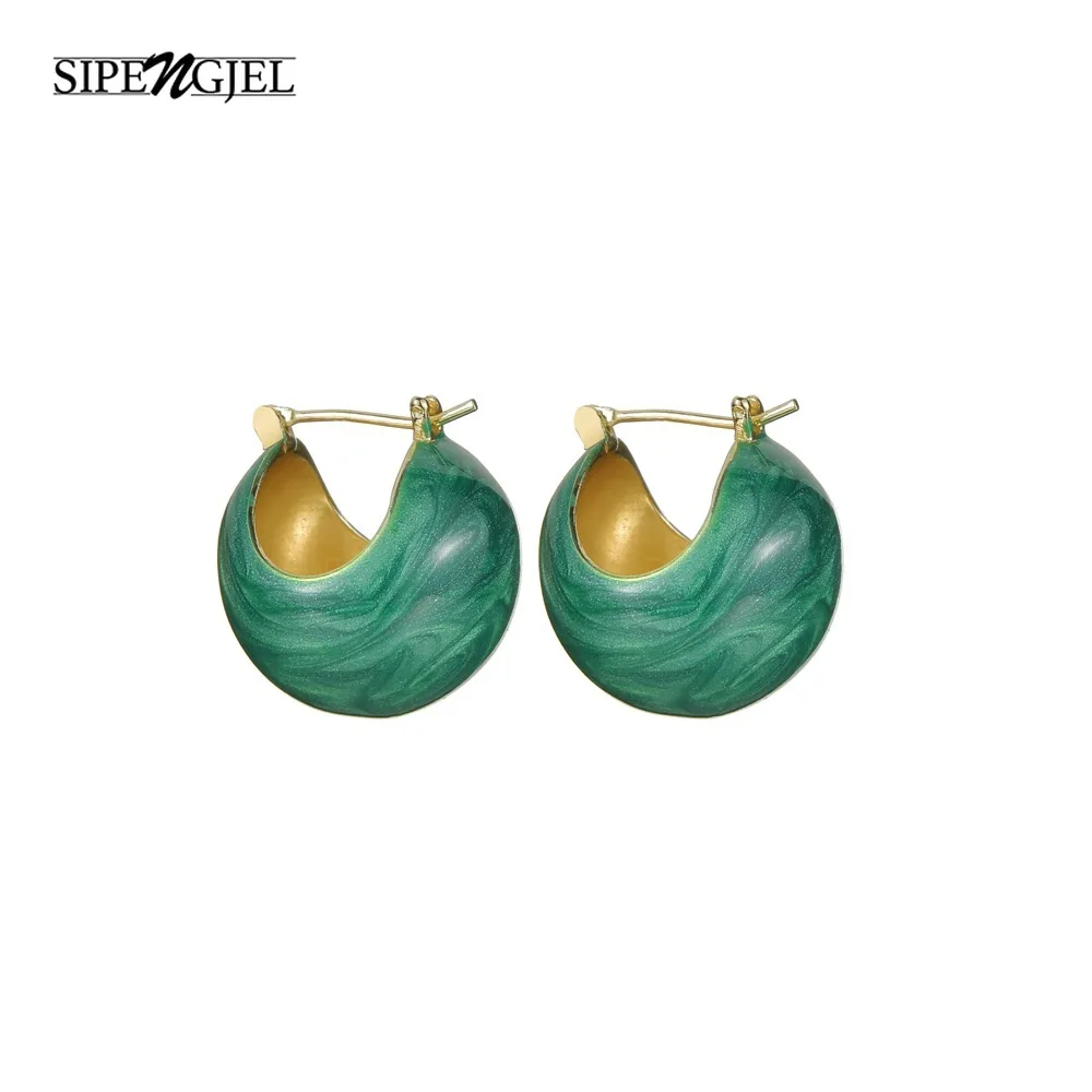 

Женские серьги-подвески SIPENGJEL, круглые геометрические серьги-кольца с эмалью, свадебные украшения, подарок