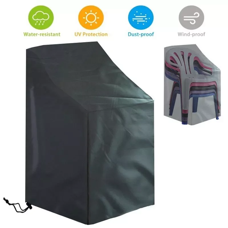 

Stacked Chair Dust Cover With Storage Bag Outdoor Garden Patio Furniture Protector Cover Waterproof Dustproof Chair Cover