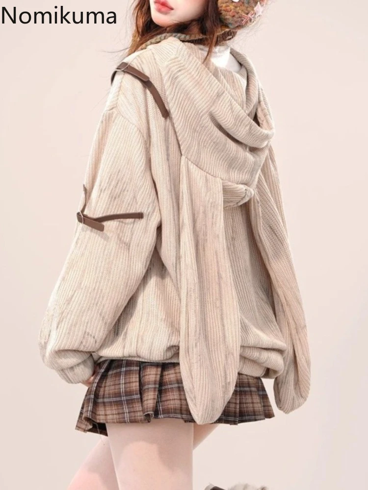 Толстовки с капюшоном кроличьими ушками 2024 женская одежда уличная толстовки