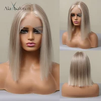 alan eaton blonde highlight lace wig ash grey synthetic lace front wigs for women afro natural hair bob wig straight wig cosplay