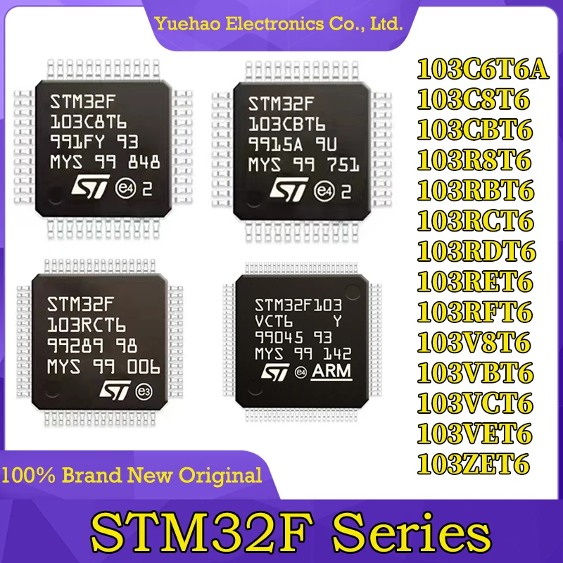 

STM32F103C6T6A STM32F103C8T6 STM32F103CBT6 STM32F103RCT6 STM32F103 R8T6 RBT6 RET6 V8T6 VBT6 VCT6 VET6 IC MCU STM32 FLQFP-48 Chip