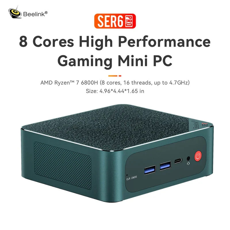 

Beelink SER6 for AMD Ryzen 7 6800H 16G 500G 7735HS 32G 500G Mini PC Windows 11 for Computer WiFi 6 Bluetooth 5.2 USB4 RJ45 2.5G